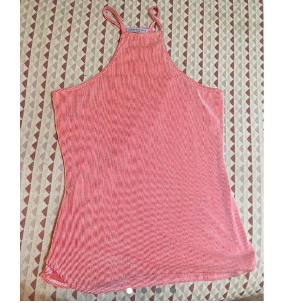 0X/1X Halter Red & White Top